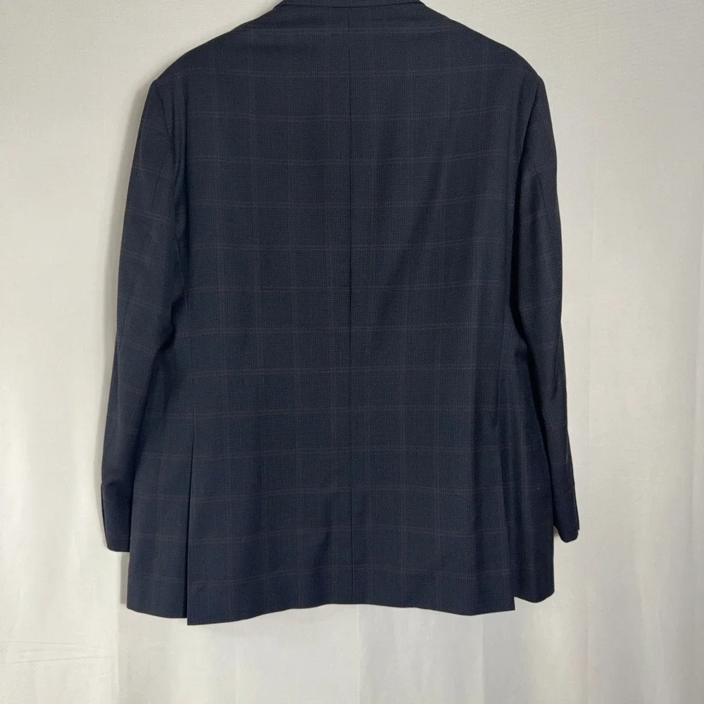 Brooks Brothers Blazer 1818 Madison Windowpane Wool Navy Blue Mens 48R